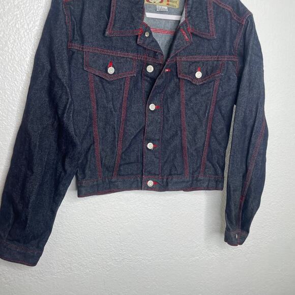 Boom Boom Vintage Jacket Womens Size Medium Denim Blue Dark Wash Button Jean - Picture 6 of 16